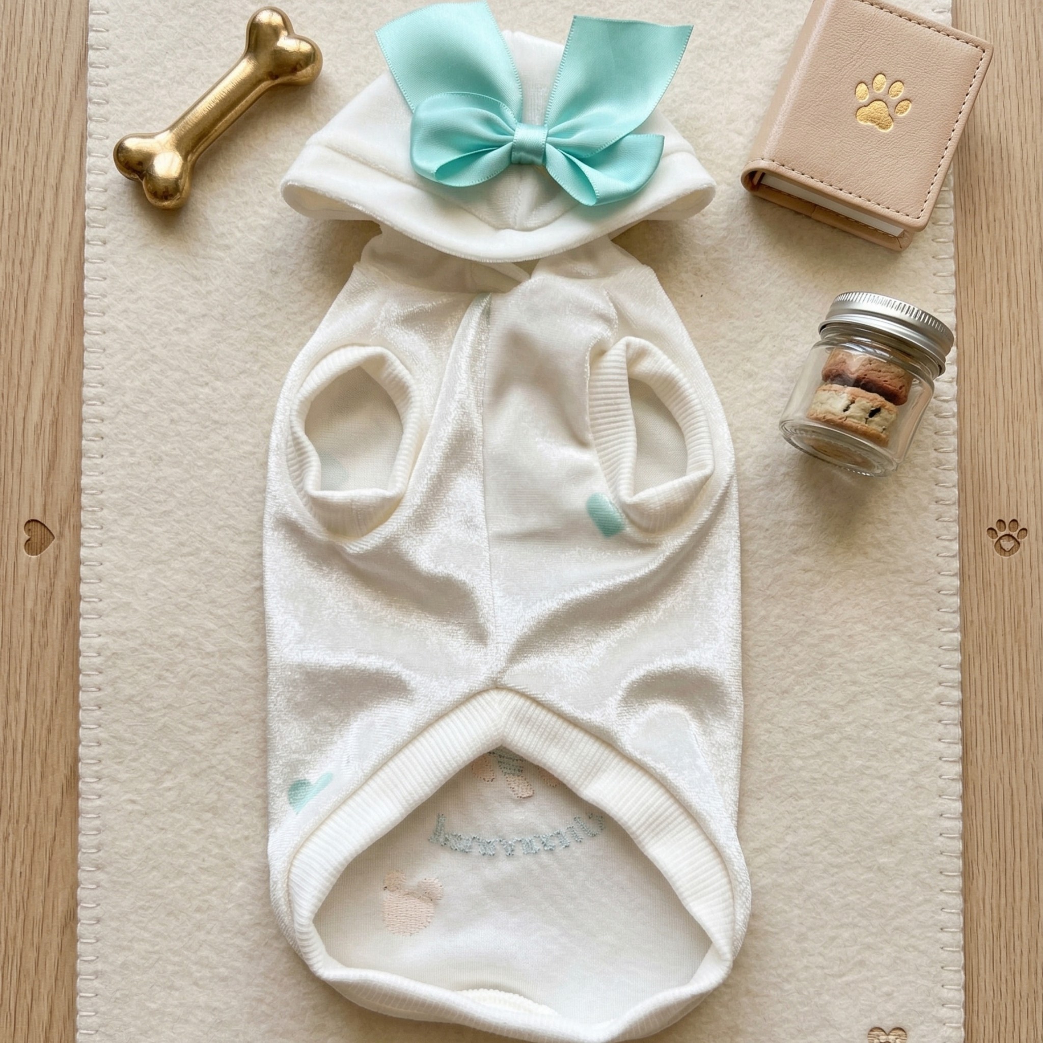 Mad Hatter Tiffany Sweatshirt - Ciniglia Vellutata con Rouche Pizzo e Fiocco Cuoricino